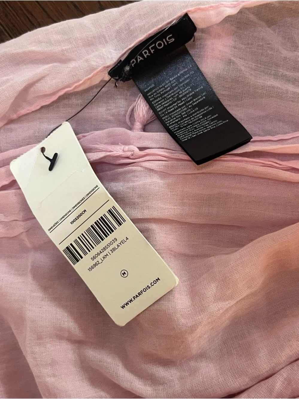 Parfois Light Blush Cotton Scarf with Tassels - Picture 5 of 10